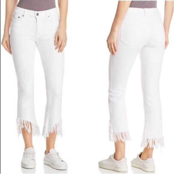 PISTOLA Tallis White Mid Rise Frayed Denim Jeans - Picture 1 of 11